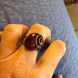Elegant Silver and Red Stone Ring
